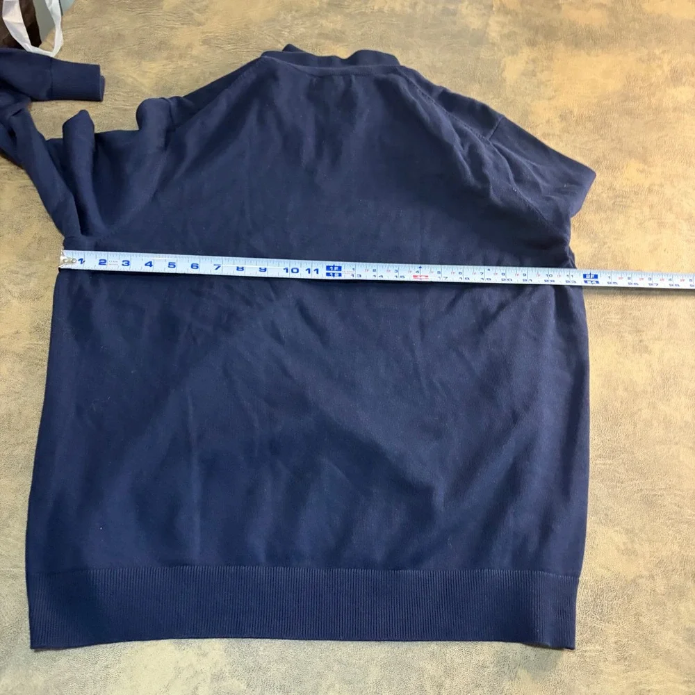 Lands' End Quarter Zip Pullover Mens XL Blue 100% Supima Cotton Sweater